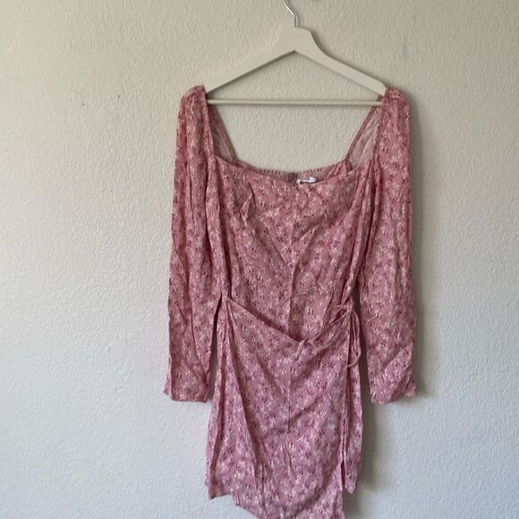 Reformation Rosalie Pink Floral Long Sleeve Crepe Dress Size 8 - Picture 2 of 5